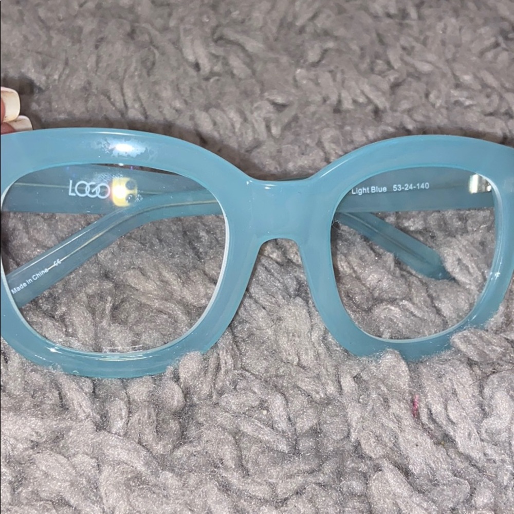 really cute light blue glasses (no prescription)